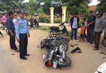 ម៉ូតូបុកម៉ូតូរបួសធ្ងន់ម្នាក់ស្រាលម្នាក់នៅស្រុកកៀកស្វាយ