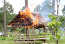 ផ្ទះហោះនិងបង្គោលអនាធិបតេយ្យហ៊ុំព័ទ្ធដីរដ្ឋក្នុងឧទ្យានជាតិព្រះសុរាម្រិត-កុសុមៈ”គីរីរម្យ”ត្រូវបានកំលាំងគណៈបញ្ជាការឯកភាពខេត្ដចុះរុះរើ